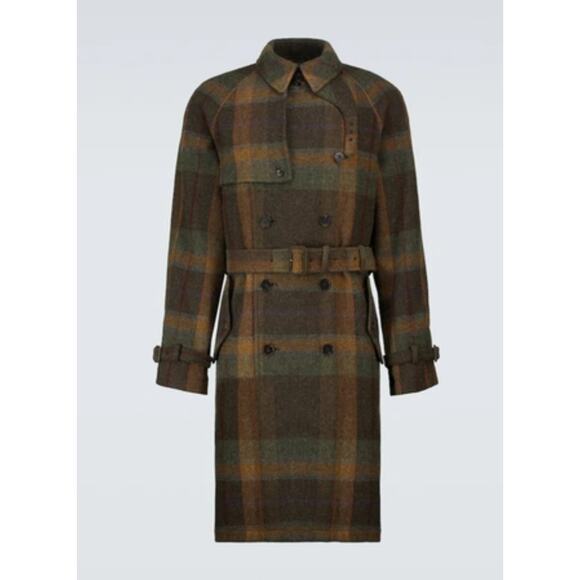 Ralph Lauren Purple Label Wool Belted Trench Coat Plaid Tartan Belt Men’s 40R - Picture 2 of 12